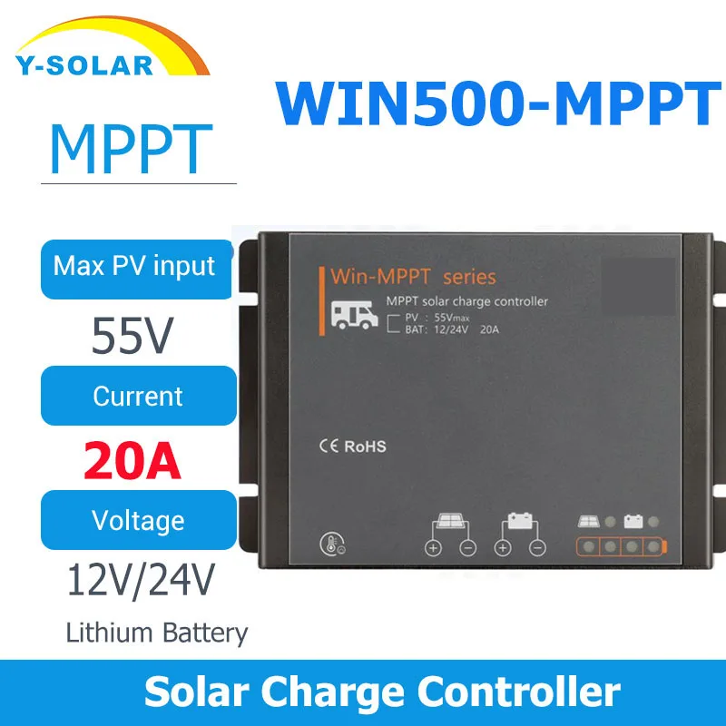 

RV MPPT Solar Charge Controller 20A Auto 12V 24V BLE Module Solar Panel Regulator For Liquid Gel and Lithium Battery Motor Homes