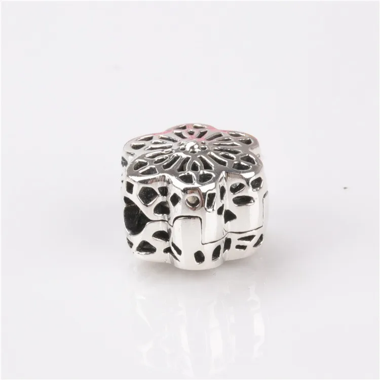 

100% 925 Sterling Silver Charm Daisy Hollow Lace Fixing Clip Fit Pandora Women Bracelet & Necklace Diy Jewelry