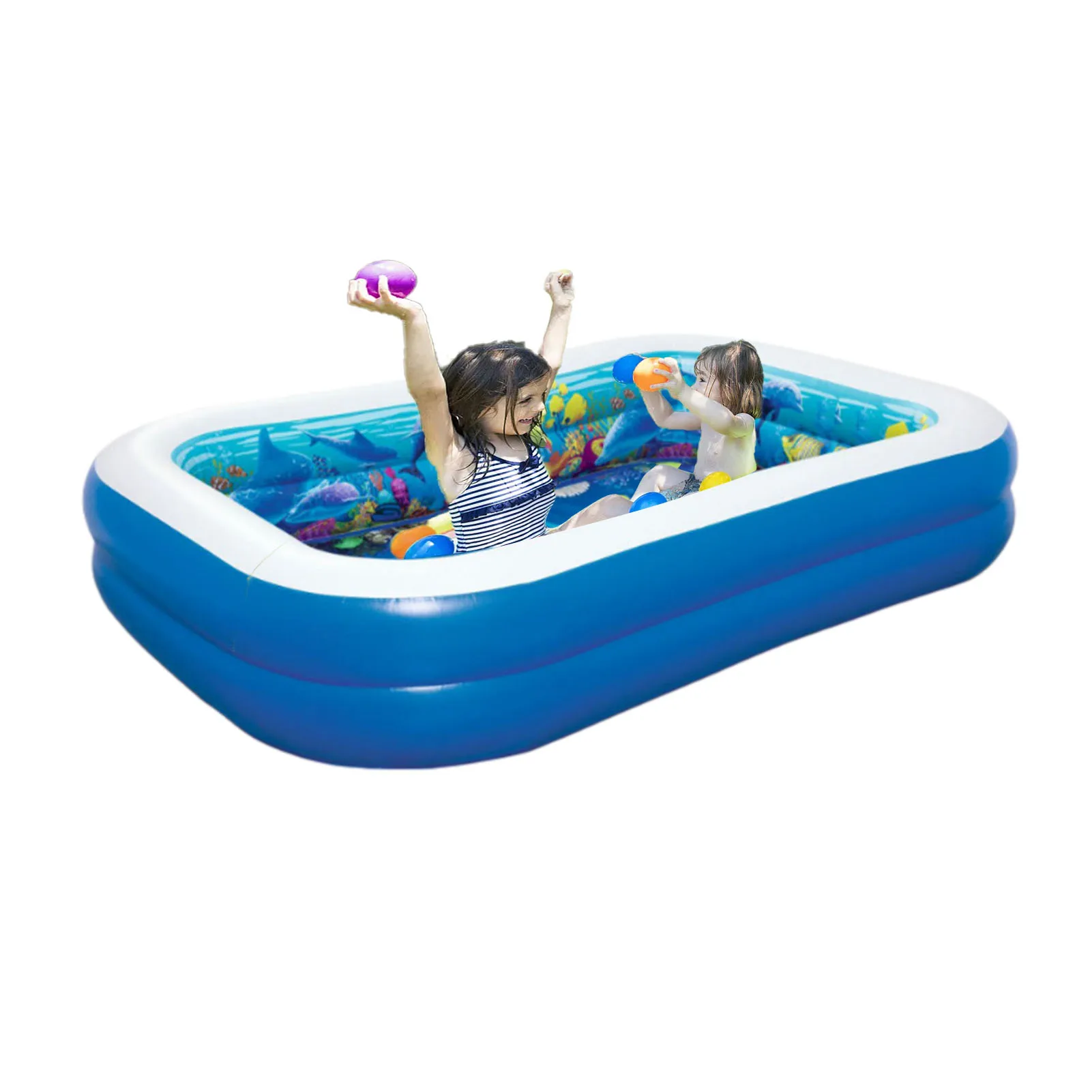 

262x175x51 см Прямоугольный надувной бассейн, утолщенный ПВХ детский бассейн для купания, уличная ванна, летний бассейн для детей