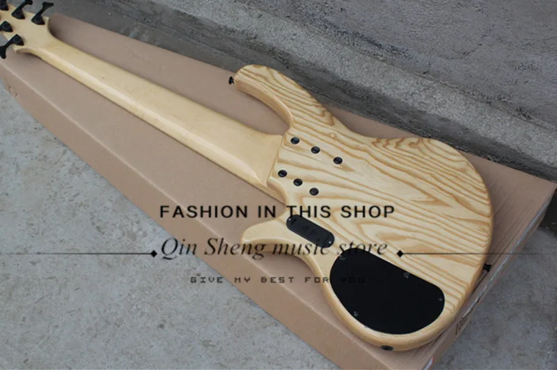 free shipping custom 6 strings electric bass guitar ASH wood body with burl maple veneer string distance 19mm golden hardware | Спорт и