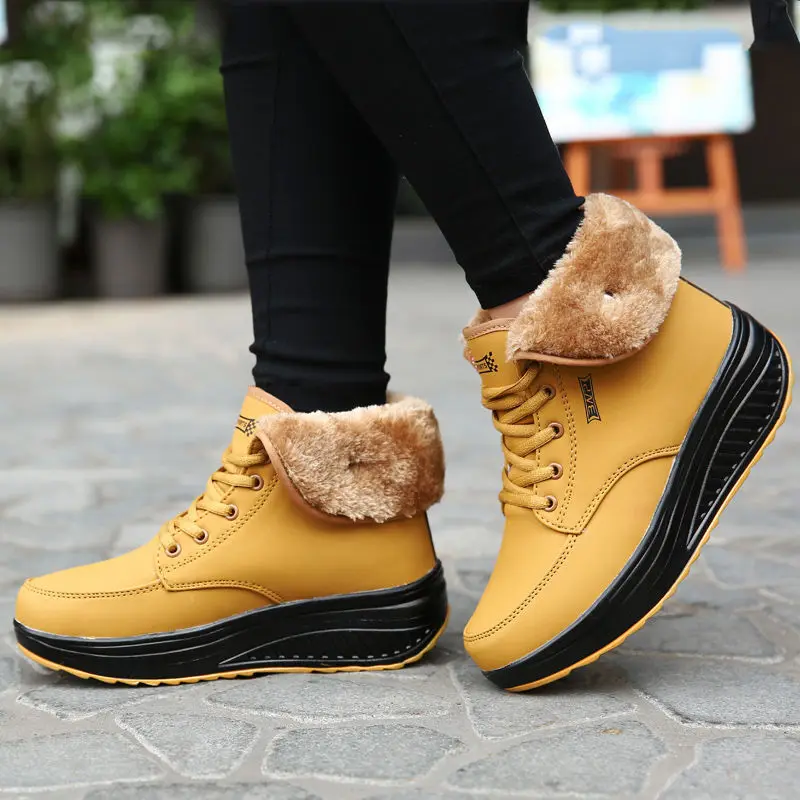 

Women's Running Shoes Ladies Plush Winter Sneakers High Top Warm Womens Sports Shoes Suede Leather Sport Shoes Woman
