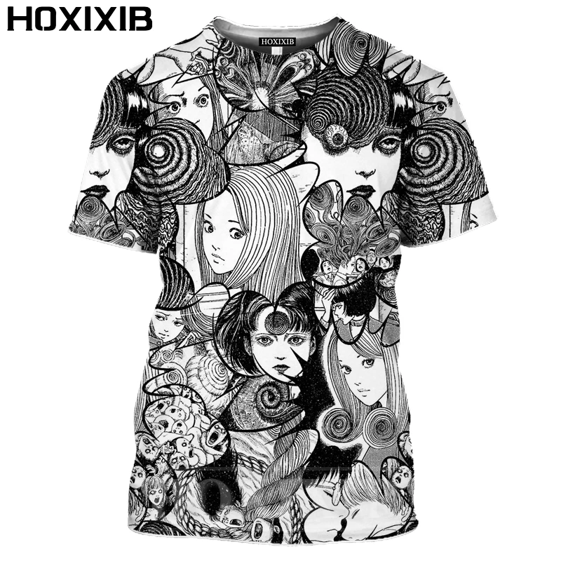Футболка HOXIXIB с 3D-принтом японский триллер мультяшный рисунок джундзи Ито
