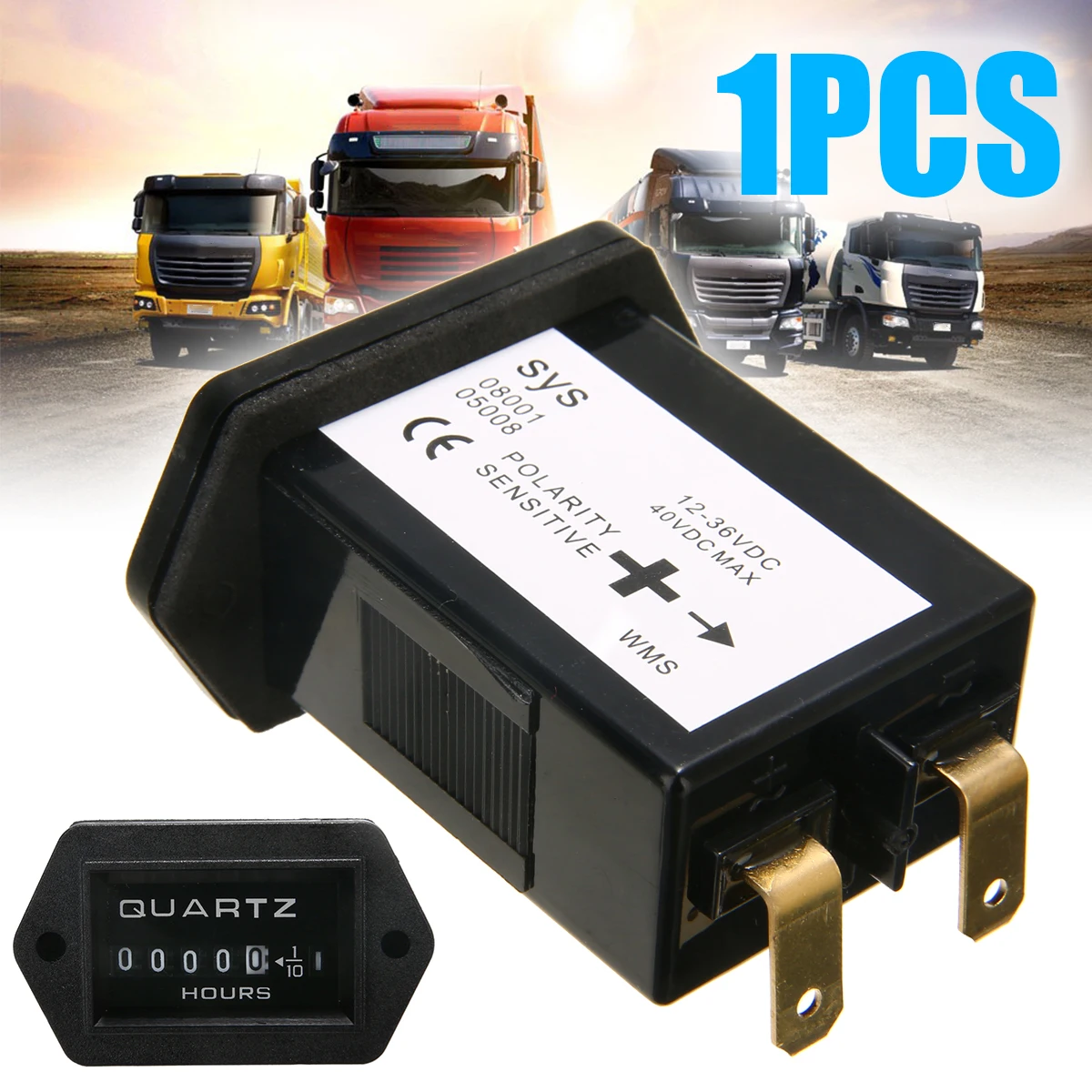 DC 12 V-36 V прямоугольный счетчик часов для автомобиля, грузовика, трактора, счетчик часов, подвесной двигатель, прямоугольный счетчик для морского лодочного грузовика