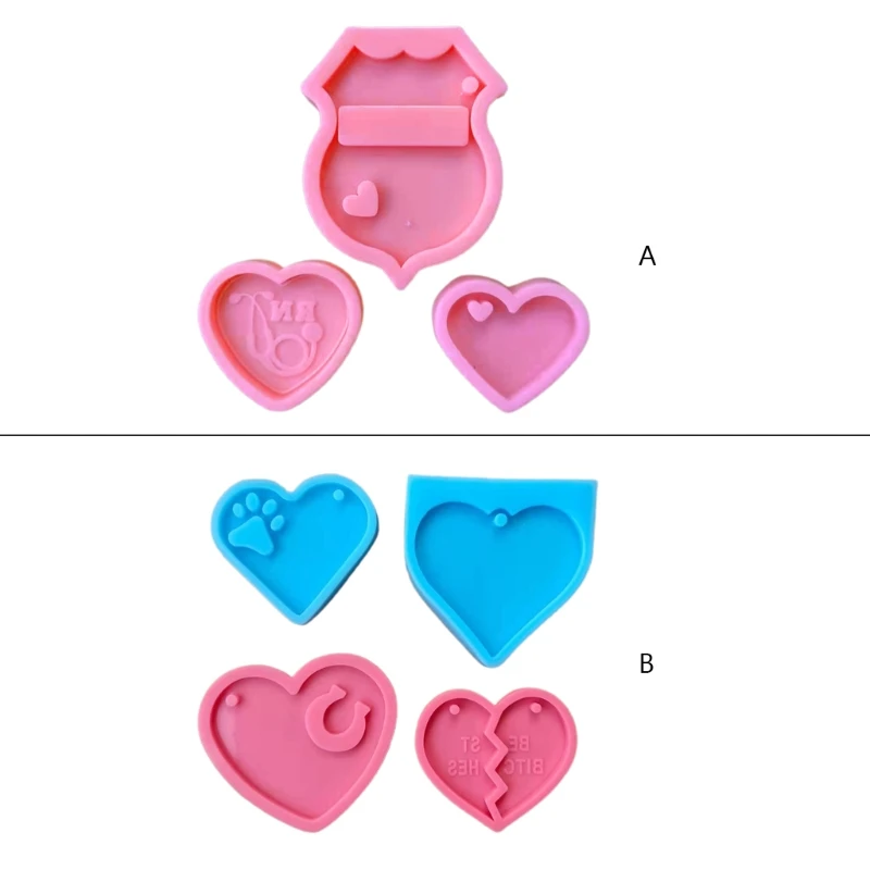 

Love Heart Keychain Epoxy Resin Mold Jewelry Pendants Silicone Mould DIY Crafts Decorations Ornaments Casting Tools