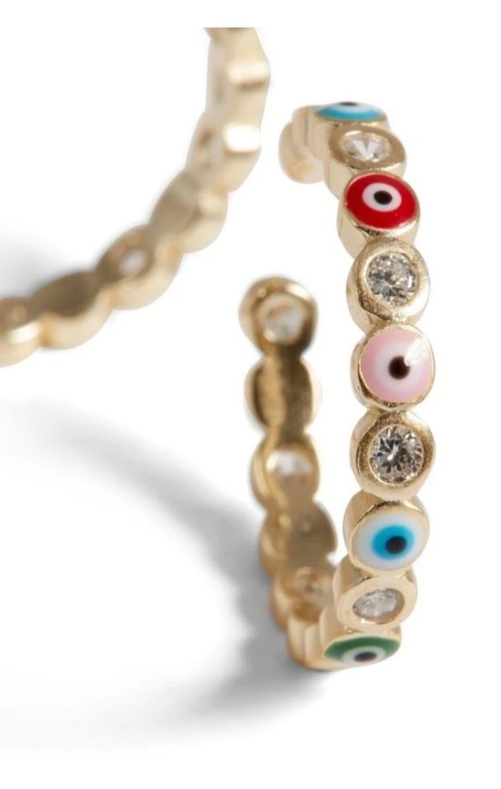 

50pcs/Lot Lucky Turkish Evil Eye Stainless Steel Open Ring Greek Bohemia Evil Eye 18KGold Adjustable Band Ring Jewelry For Women