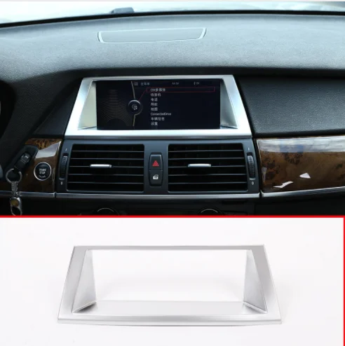 

Аксессуары для интерьера автомобиля, хромированный АБС-пластик, матовый автомобильный навигатор, украшение GPS, крышка рамы, отделка для BMW X5 ...