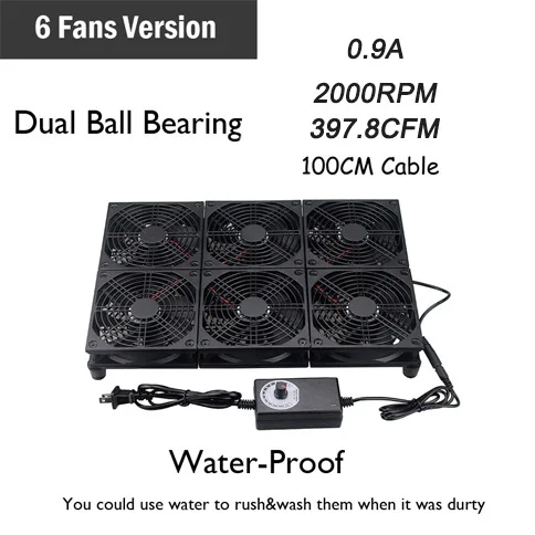6 Fans Water Proof Gdstime 120 мм GT/DIY ТВ коробка маршрутизатор вентилятор 110 в 120 в 220 в 240 В Регулируемая скорость охлаждающий вентилятор 240 мм 240 мм x 240 мм - Цвет лезвия: 6 Fans Water Proof