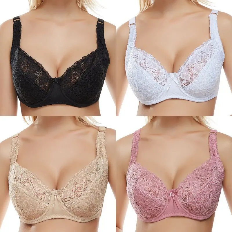 

2020 New Women Large Cup Lace Bra Underwire Sexy Bralette Underwear See-through Brassiere Bh Top