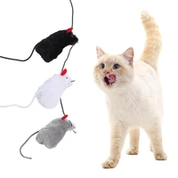 3 colors false mouse cat pet toys interactive plush long haired tail mouse toys sound squeaky soft toy for cats l