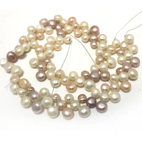16 inches 6 9mm three row high luster natural whitepinklavender button pearl loose strand
