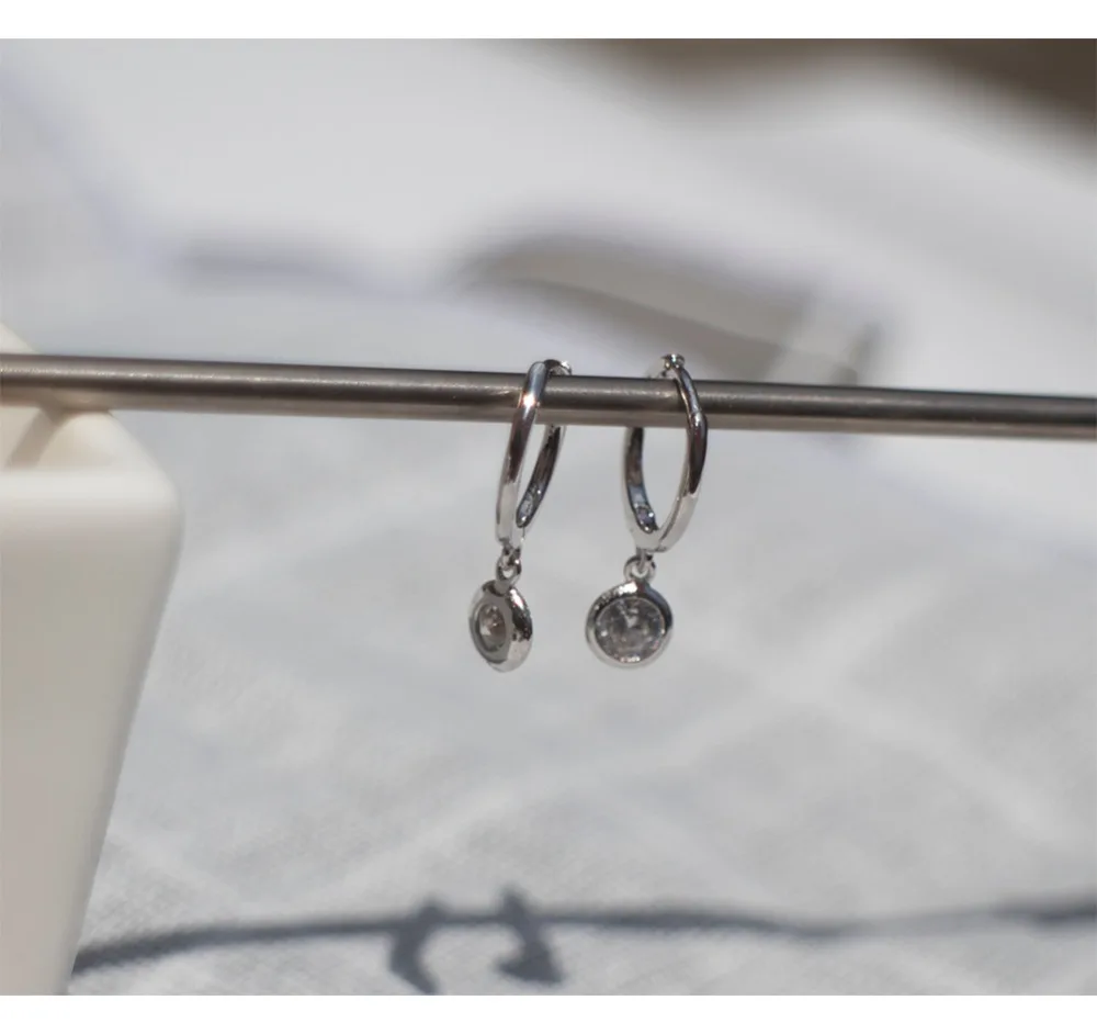 Серьги из стерлингового серебра 925 пробы, Модный Циркон, круглый короткий кулон, круглые серьги, тренд кости, дикие женские серебряные серьги, ювелирные изделия