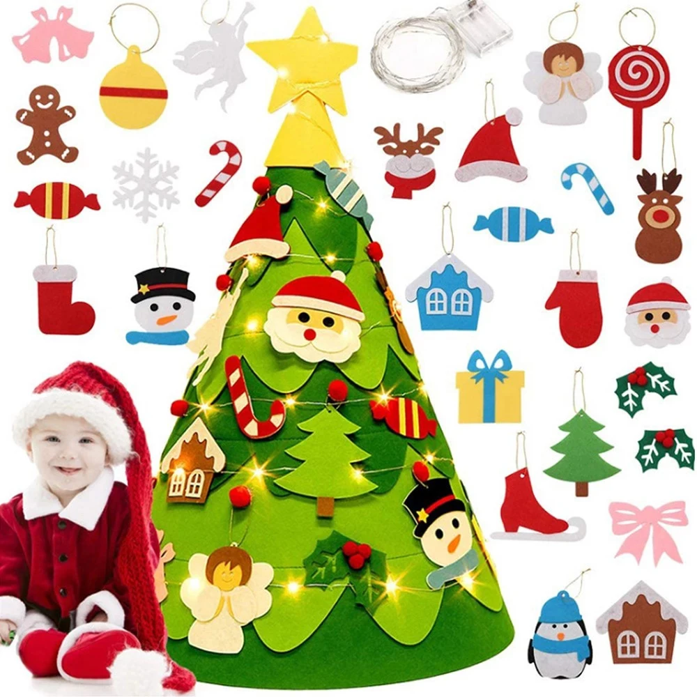 

Kids DIY Felt Christmas Tree Christmas Decoration for Home Navidad 2021 New Year Gifts Christmas Ornaments Santa Claus Xmas Tree