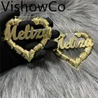 Серьги в стиле хип-хоп, индивидуальные серьги, с именем на заказ, в БАМБУКОВОМ стиле, бамбук серьги-кольца