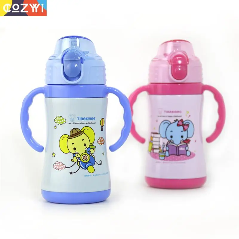 Модная термос с мультяшными животными детская Студенческая чашка соломинкой