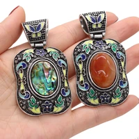 natural stone pendant vintage ethnic bohemian metal alloy exquisite charms for jewelry making diy bracelet necklace accessories