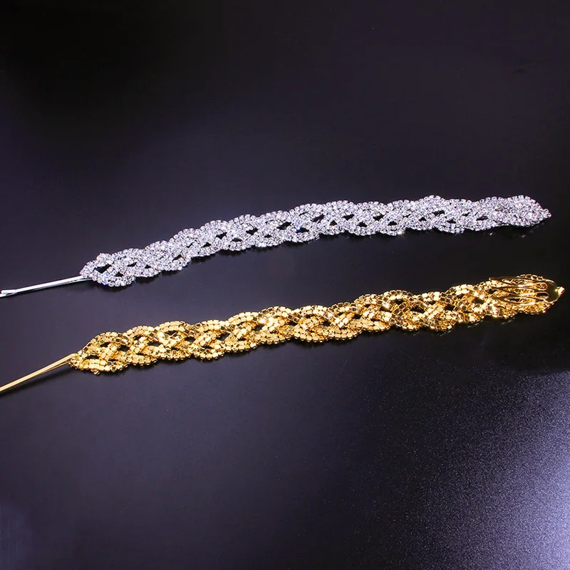 

Full Rhinestone Dirty Braid Clips Brooch Hair Pins Alloy Crystal Enamel Jewelry for Woman Hair Accessory Hairband New Arrivals