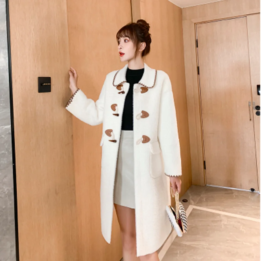 Новинка 2020 женская зимняя куртка на пуговицах с рогами из искусственного меха