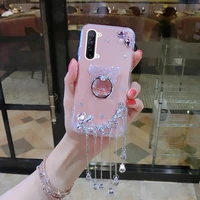 luxury set diamond stent cartoon bear with bracelet phone case for iphone 7 8 plus 11 12 pro max x xr xs max soft silicone cover