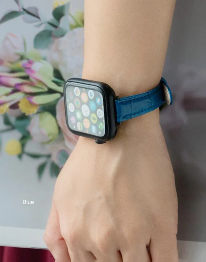 

38/40/42/44mm Genuine Leather Strap for Apple iwatch1/2/3/4/5/6/SE Bamboo Pattern Pin Buckle Woven Slim Waist Wristbands