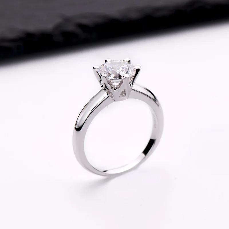 Classic 2 Ct Round Diamond Rings For Women 925 Sterling Silver Wedding Party Ring Sparkling Ring Femme Fine Jewelry Wholesale
