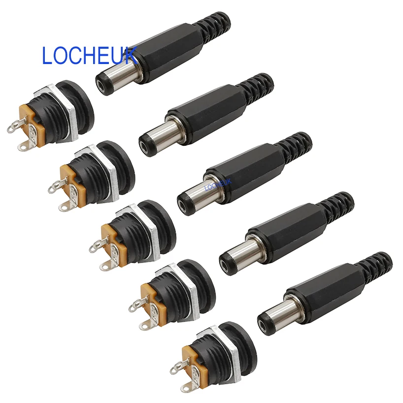 5,5x2,1 мм 12V 3A DC022 Пластик мужской Вилки муфтовый стыковочный переводник Панель крепление Jack 5,5*2,1 мм DC Мощность разъемы электротехническое оборудование
