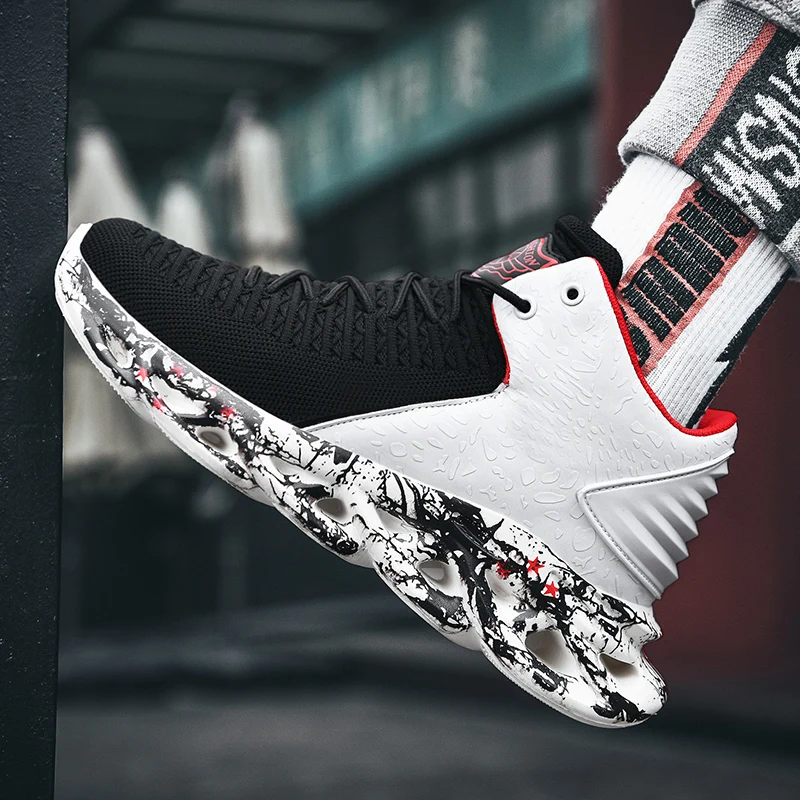 

High-Top Men Camouflage Sneakers Cushioning Basketball Shoes Ultra Light Free Running Zapatillas Non-Slip Outdoor Jogging Zapato