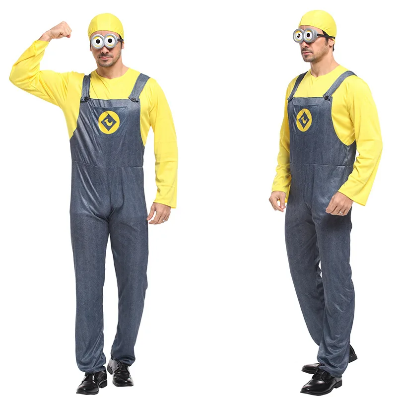 

Adults Men Movie Anime Jumpsuit Hat Glasses Outfit Halloween Cosplay Costumes Masquerade Carnival Party Role Play Dress Up Suit