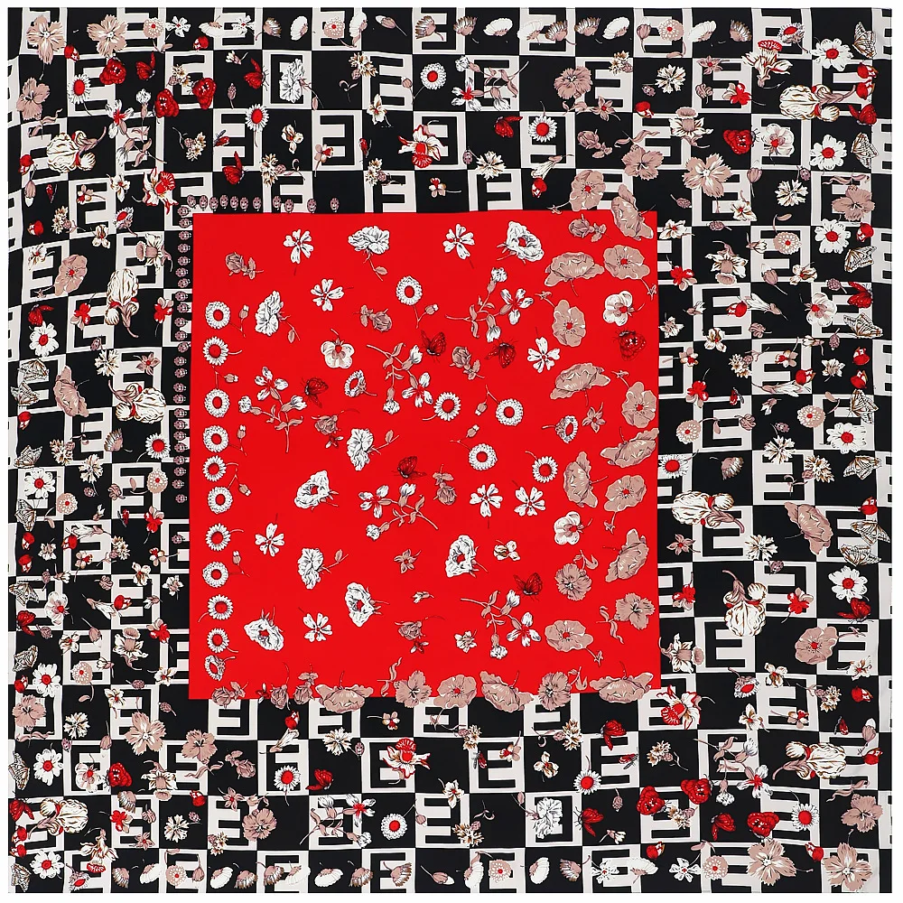 

Женский саржевый шарф-оверсайз с буквами, 130x130 см