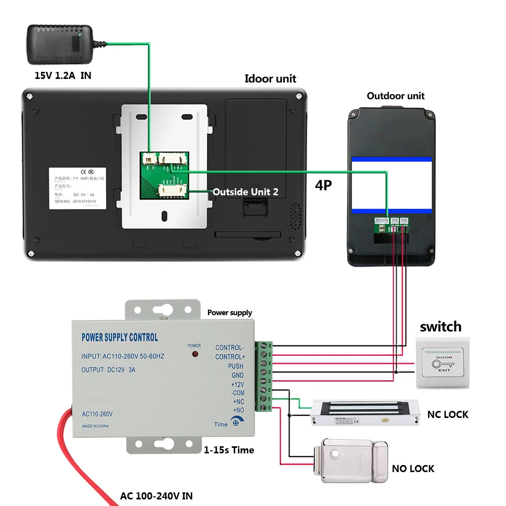 Видеодомофон с 7-дюймовым беспроводным Wi-Fi и RFID-паролем домофон система доступа