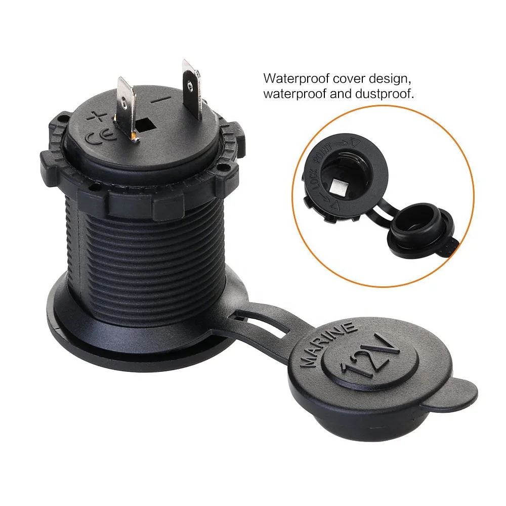 

12V 24V Car Cigarette Lighter Socket Charger Power Plug Adapter Outlet Waterproof For Motorcycle Truck Boat