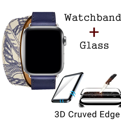 Encre Beton D Ремешок из натуральной кожи с логотипом Herm для Apple Watch Series 5, 4, 3, 2, 1, 44 мм, 40 мм, сменный ремешок для наручных часов iWatch - Цвет ремешка: Encre Beton D