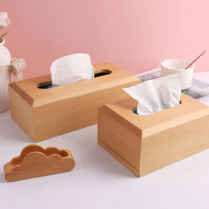 

Home Wooden Tissue Box Storage Organizer Removeable Napkin Container Paper Holder Desktop Storage Box for Bathroom Living Room