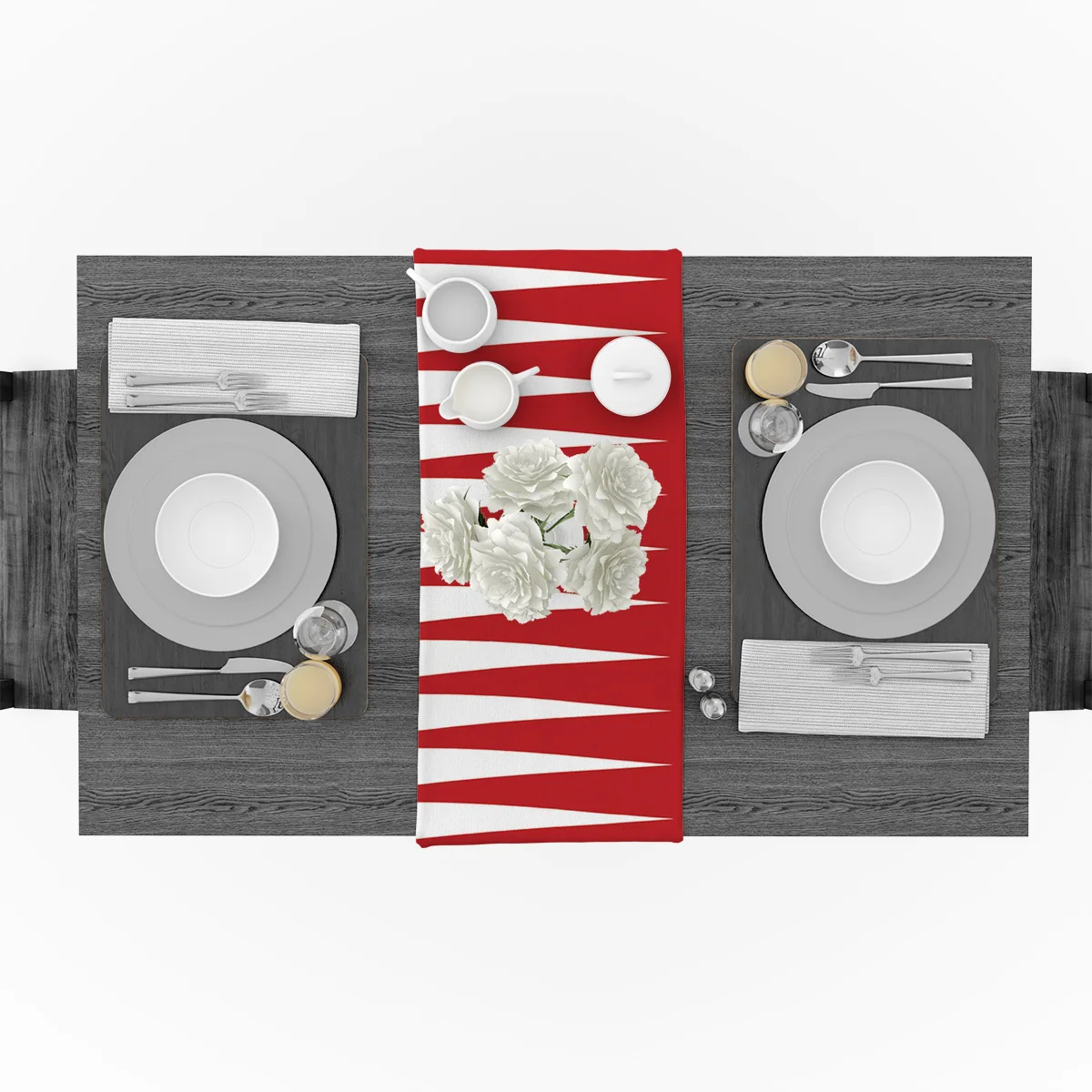 Дорожка для стола с красными и белыми полосками Декоративная скатерть цветочным