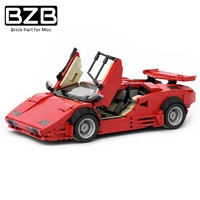 bzb moc countach lp5000 qv red hypercar super racing car versionby blocks classic high tech bricks model toys birthday gifts
