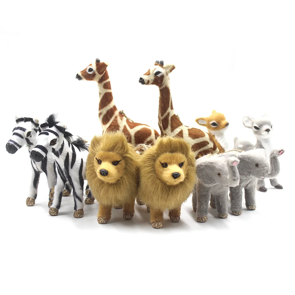 

Simulation Wild Animal Model Toy Mini Animal Lion Tiger Giraffe Elephant Hanging Figures Dolls Miniatures Christmas Tree Pendant