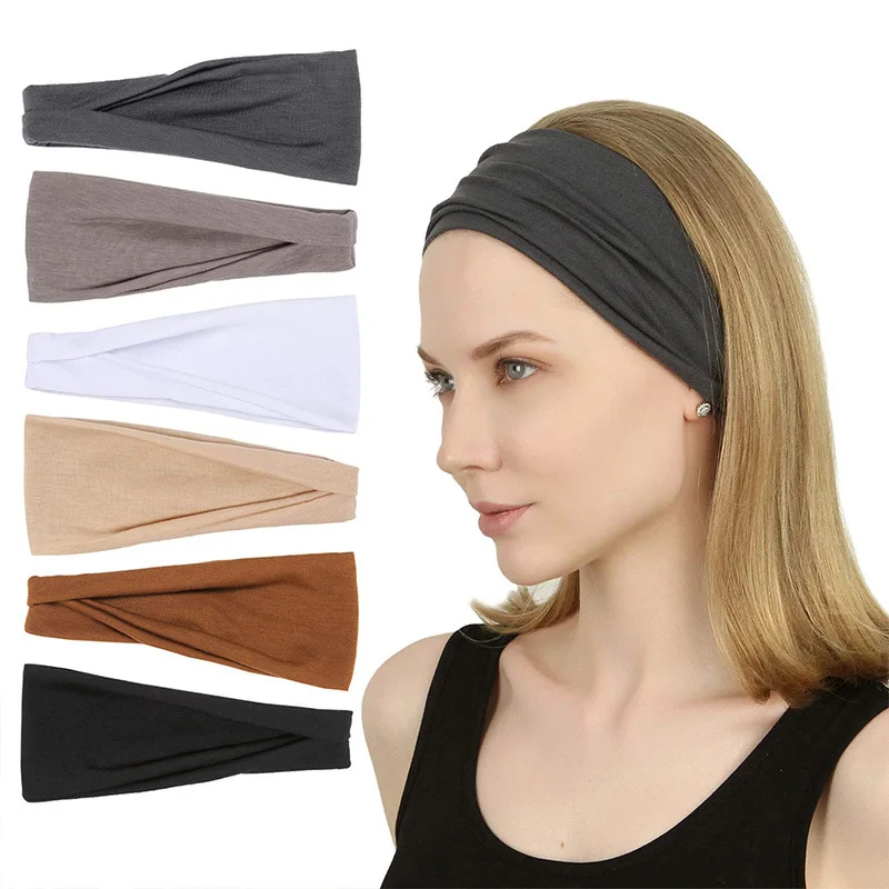 

Pure Color Sports Headband for Yoga Hair Band Wide Women Headwrap Headscarf Flanging Headband Sports Sweat-absorbent Turban