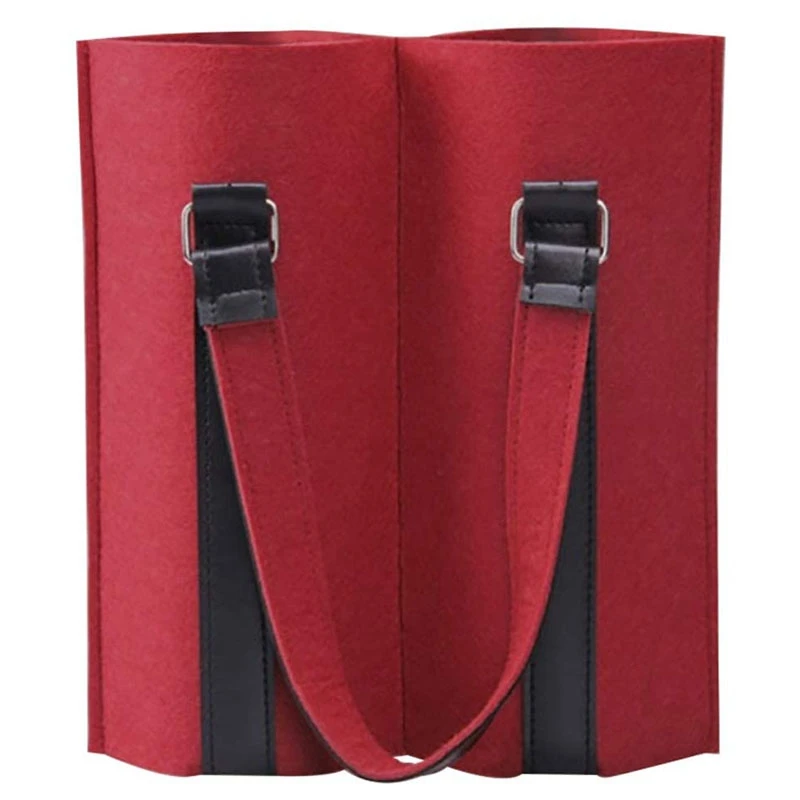 

Red Wine Bag Fabric 2 Wine Bottle Tote Bag Carrier Felt Bottle Gift Storage Bags With Handle Champagne Bottle Cover Bags