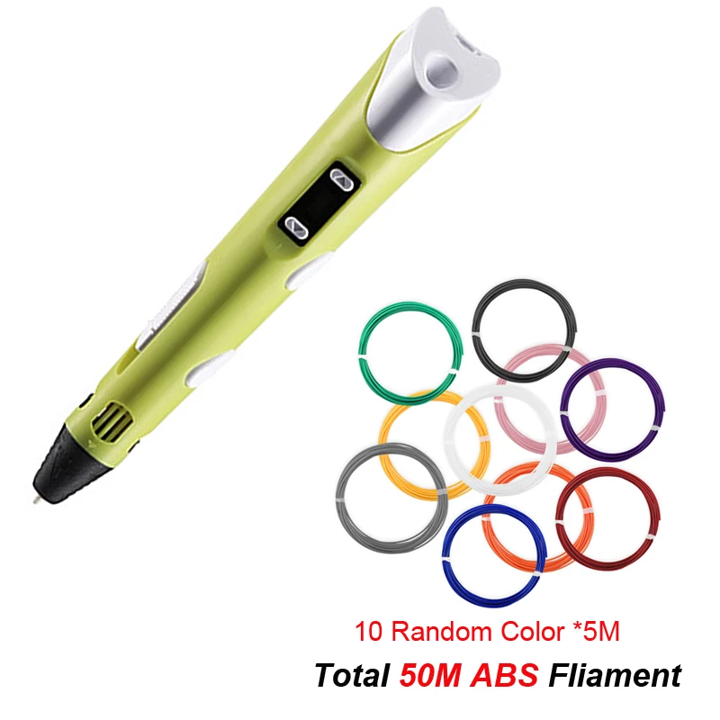 Yellow pen ABS 3D Ручка DIY 3D печати ручки с ЖК-дисплей Экран 1,75 мм PLA Синтетическая нить 5V 3D, ручки для рисования для детей развивающая Серия Подарки на день рождения - Цвет: Yellow pen ABS