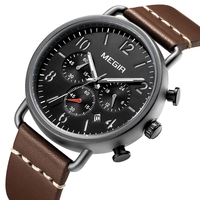 Часы наручные MEGIR Мужские кварцевые модные спортивные брендовые Роскошные