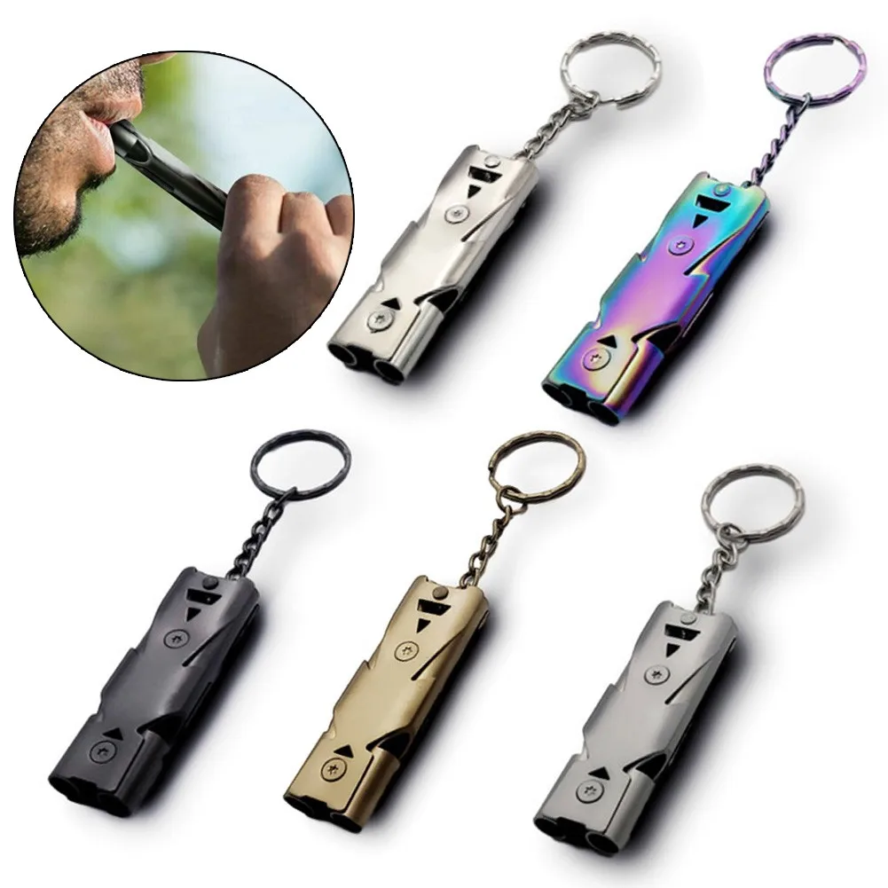 

1pc Survival Whistle Outdoors High Decibel Portable Keychain Double Pipe Emergency SOS Whistle Camping Hiking Multifunction Tool