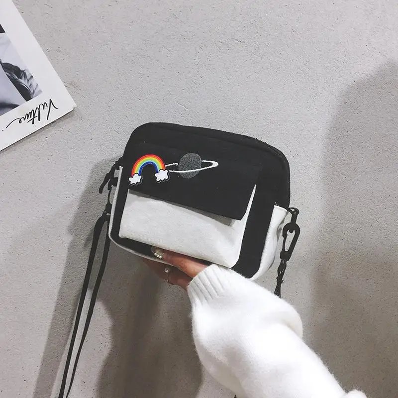 

Модная женская холщовая Повседневная сумка-мессенджер с принтом звезд, Корейская мини-Студенческая сумка, простая повседневная женская су...