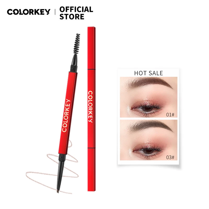COLORKEY Eyebrow Pencil Waterproof Smooth Eyebrow Tattoo Enhancer Brown Gray Dual Ended Eye Makeup Natural Hot Eyebrow Cosmetics