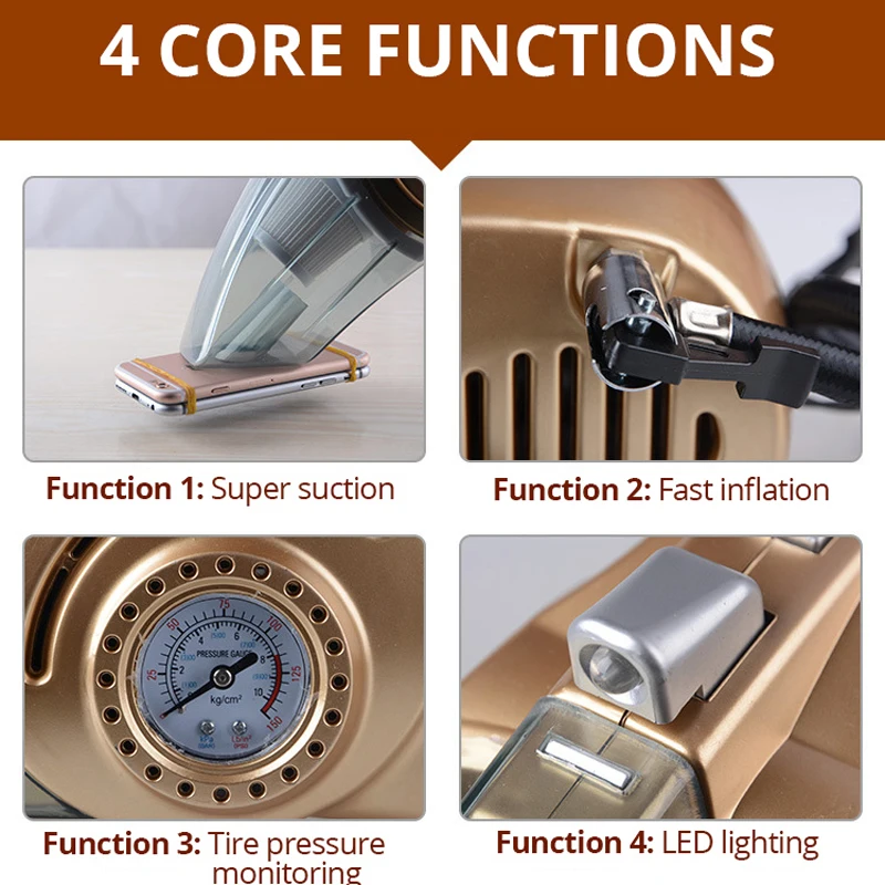 Автомобильный пылесос 120 Вт Портативный Ручной влажный и сухой двойного