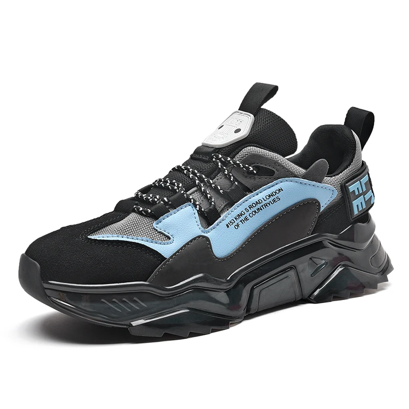 2021 Autumn Men's Shoes Casuals Lace-Up Mixed Colors Cross-tied Shallow Round Toe Novelty All-match Non-slip Platform Shoes