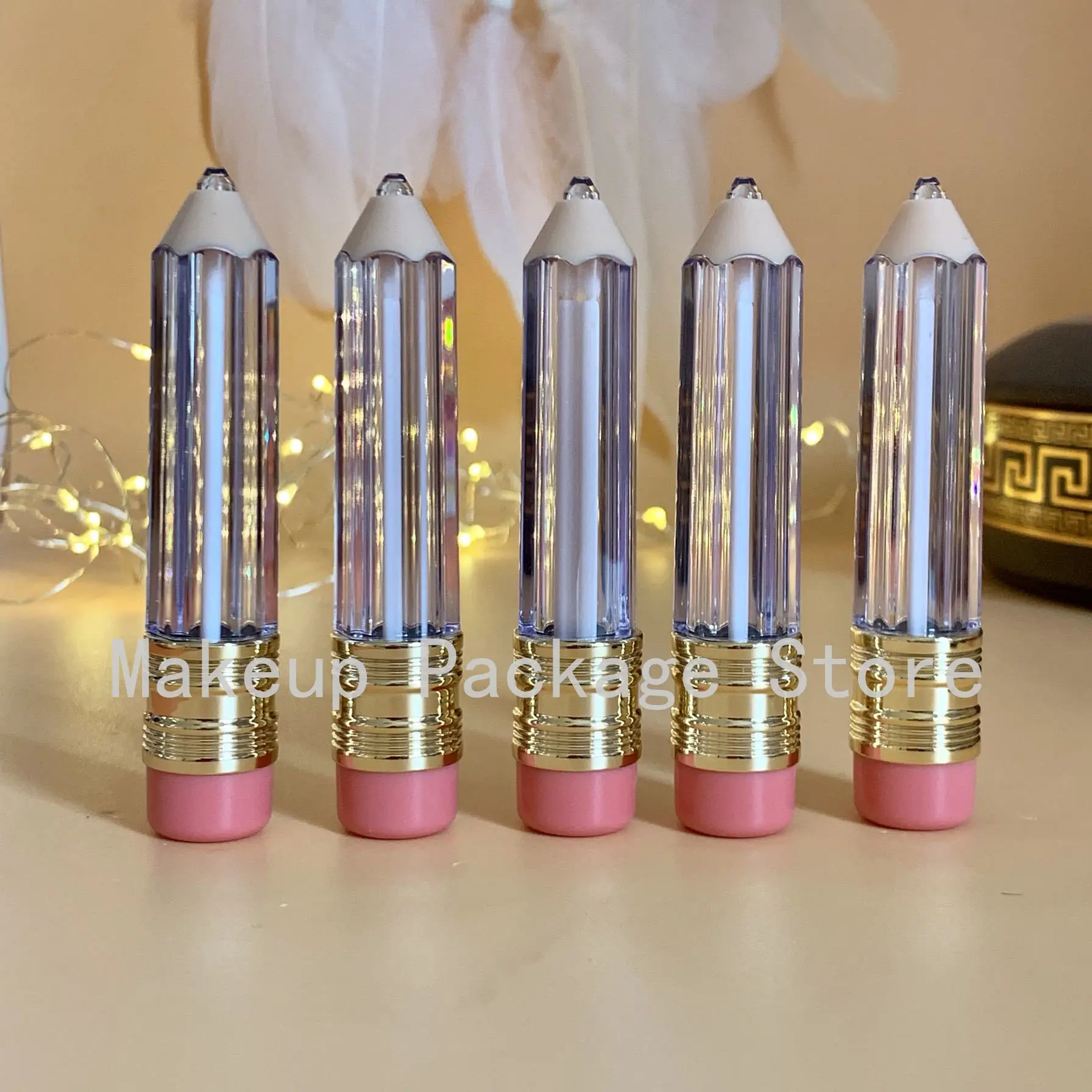 

5ml 100pcs Lip gloss Tube Empty Cosmetic Container Clear Pencil Design Lip Balm Lipstick Wand Bottle Lipgloss Refillable Bottles