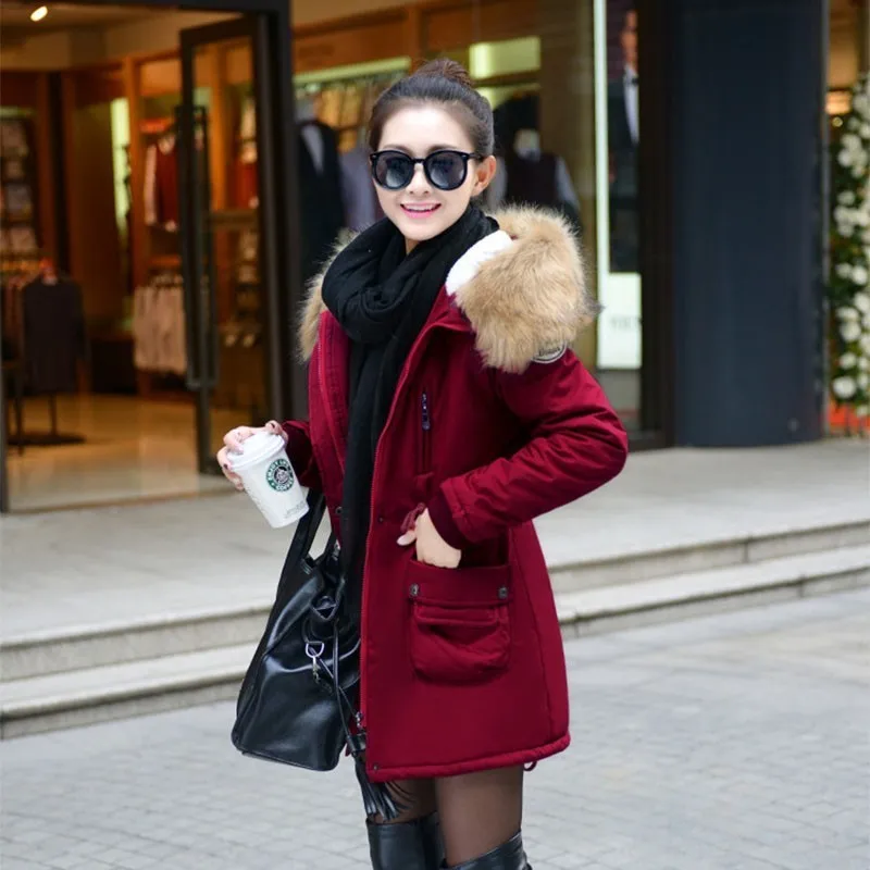 2021 Новая модная Осенняя теплая зимняя куртка женская длинная парка с большим меховым воротником плюс размер 4xl Повседневная Хлопковая женс... от AliExpress RU&CIS NEW