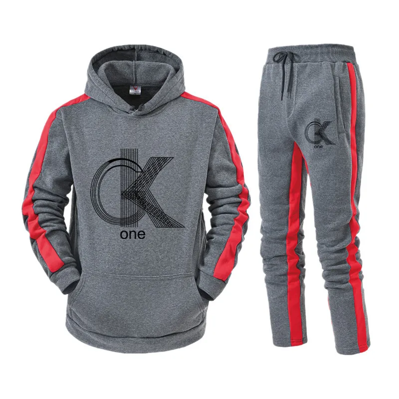 

Spring and autumn men's sportswear brand men's Hoodie + sports pants two-piece set, fashionable, comfortable and breathable