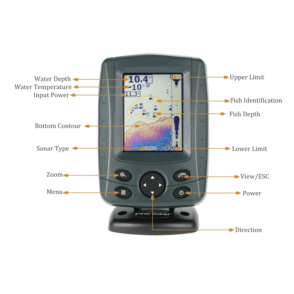 

Phriadar Fishing Finder FF688C 3.5"LCD Fish Finder 0.6-300M Carp Fishing Alerts Bite Alarm Sonar Sensor Boat Sounder De Pesca