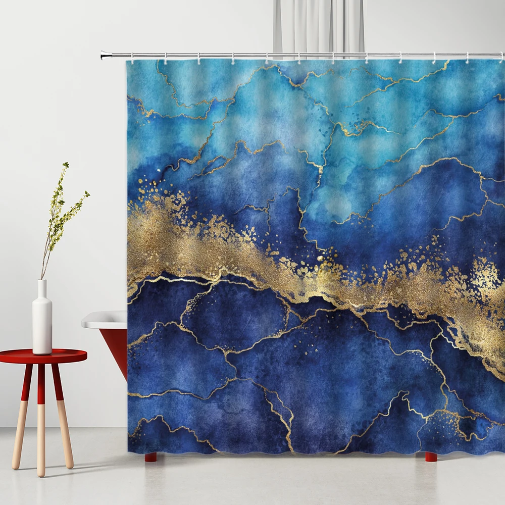 

Marble Shower Curtain Modern Geometric Stripe 3D Art Dragonfly Pattern Bathroom Decor Polyester Bath Hanging Cloth Curtains