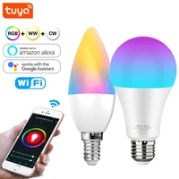 e14 5w wifi led lamp e27 12w 15w smart led bulb 110v 220v tuya smart life app control work with google homealexa rgbcwww